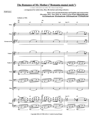 The Romance of My Mother ("Romanta mamei mele") (instrumental version for soloist oboe, Bb-clarinet,