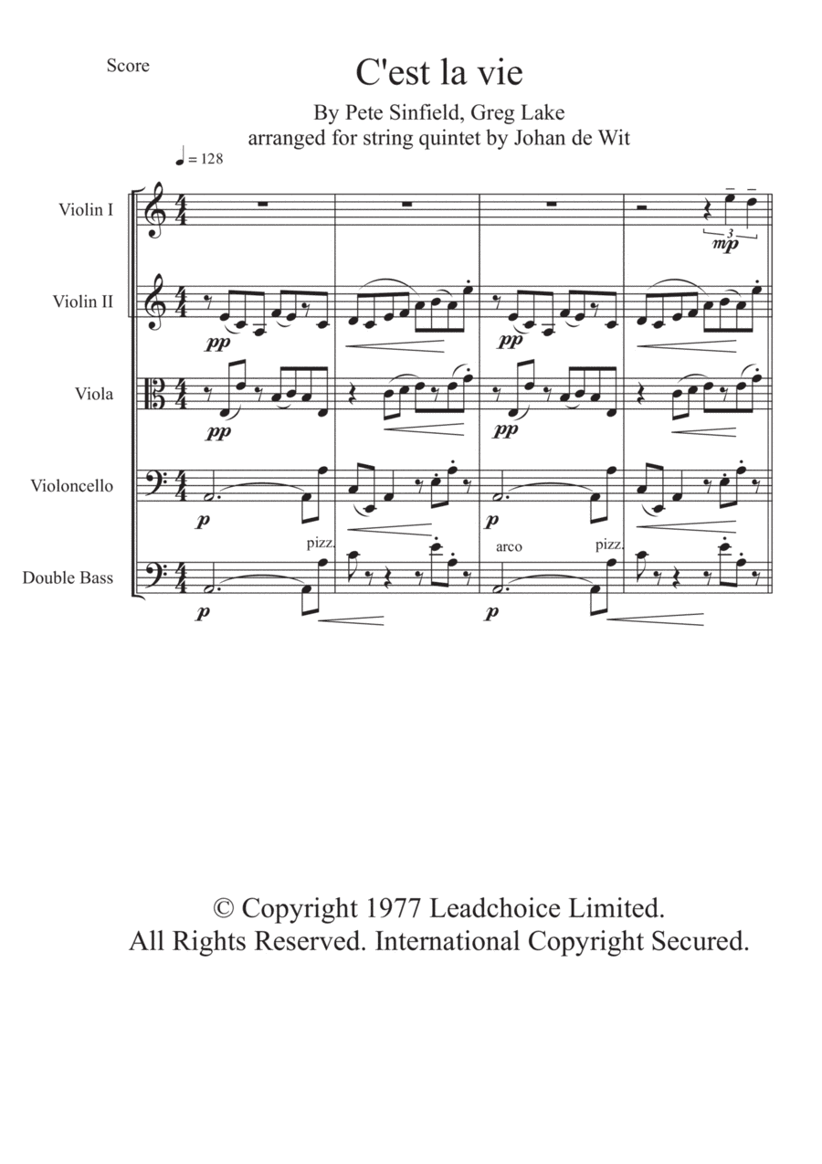 C'est La Vie (arr. Johan de Wit)