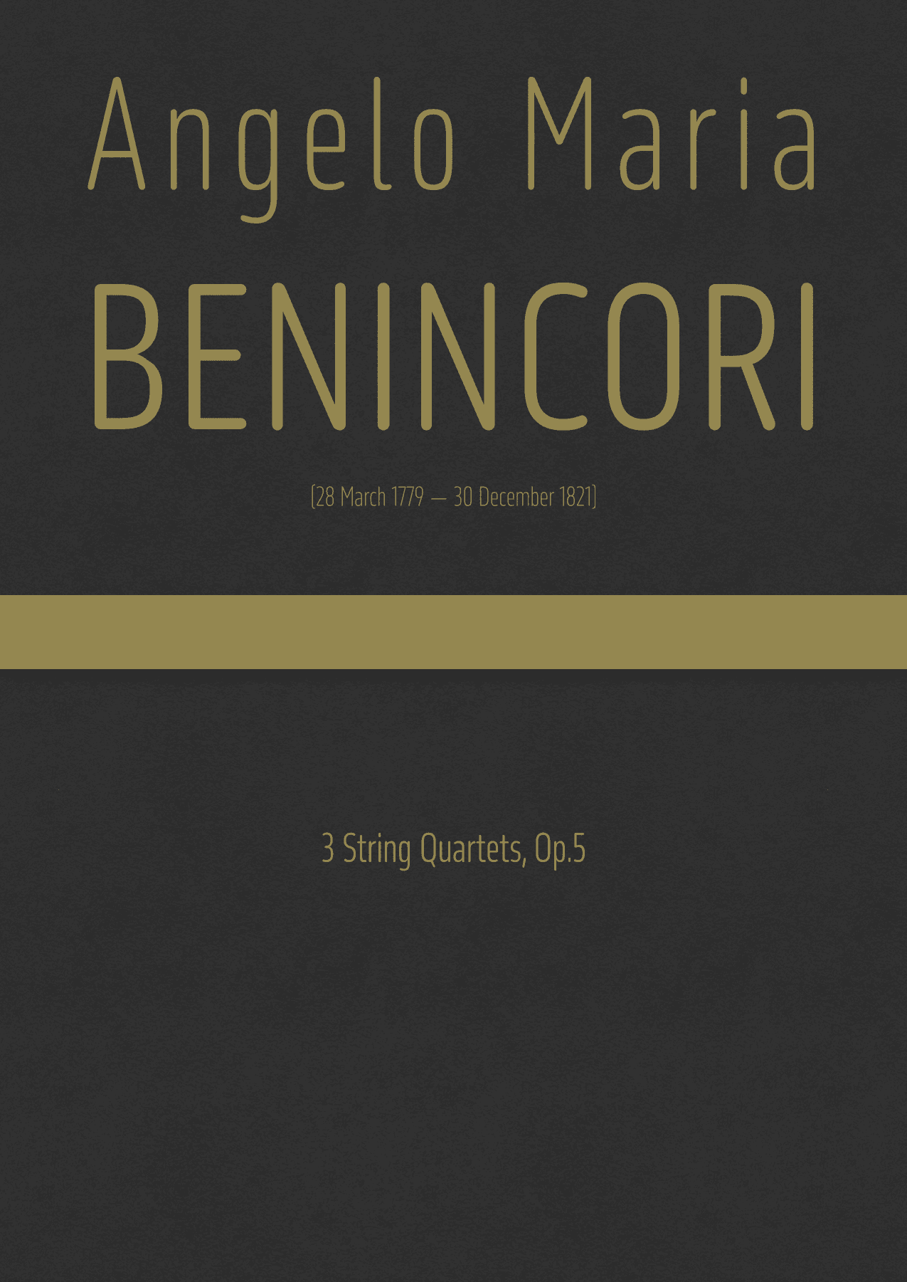 Benincori - 3 String Quartets, Op.5 (arr. J.G. Cucó Barber)