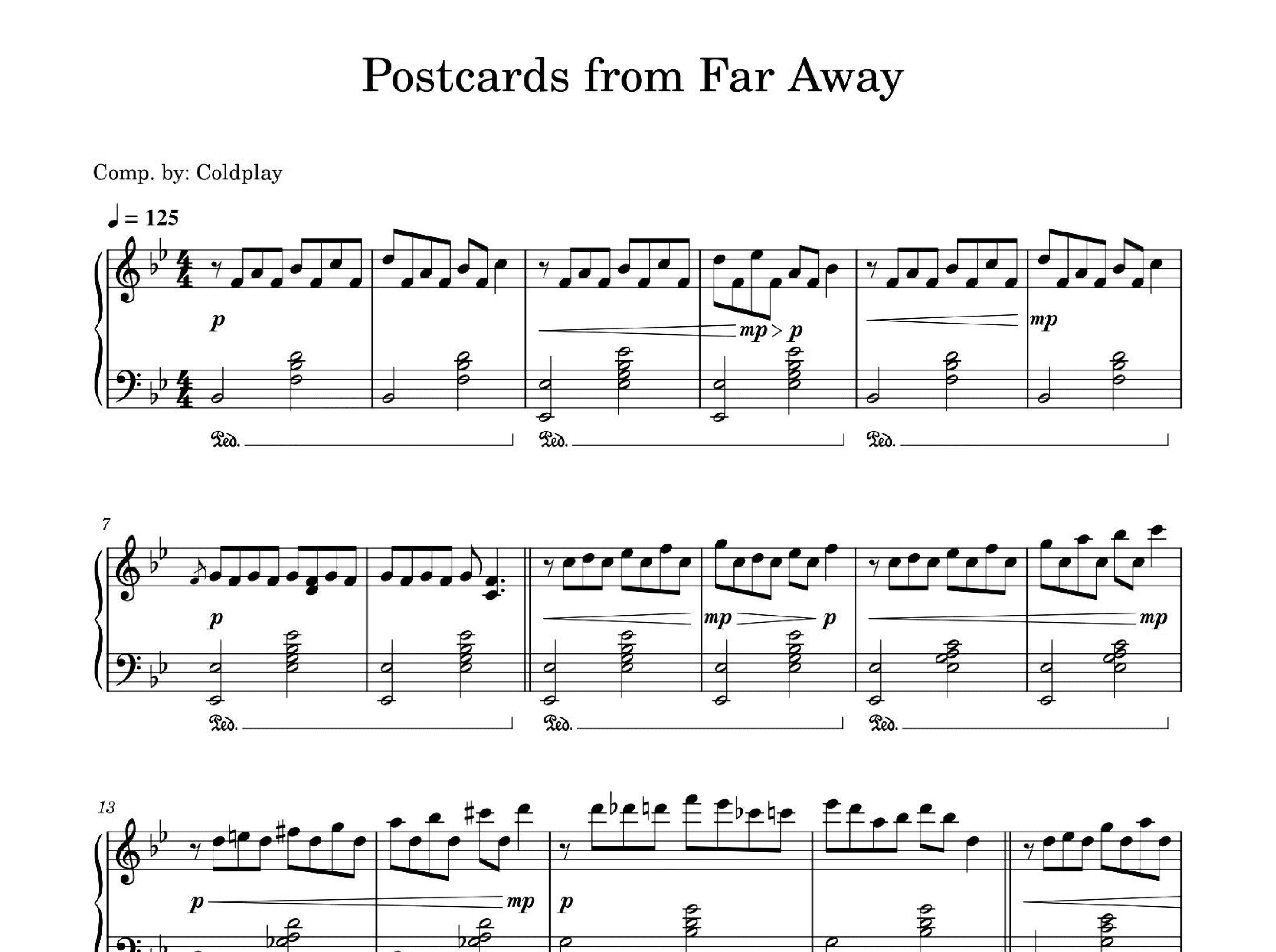 Postcards From Far Away (arr. Coldplay)