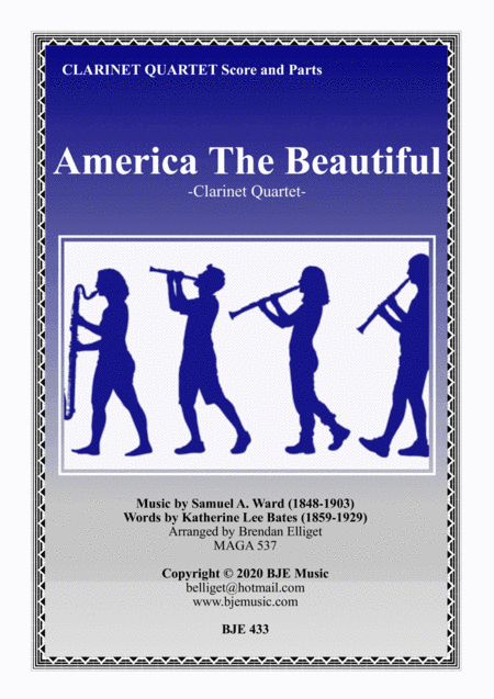 America the Beautiful - Clarinet Quartet Score and Parts PDF (arr. Brendan Elliget MAGA 537)