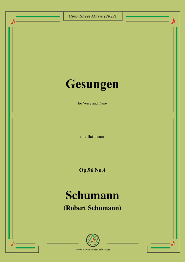 Schumann-Gesungen,Op.96 No.4,in e flat minor (arr. OSM Press)