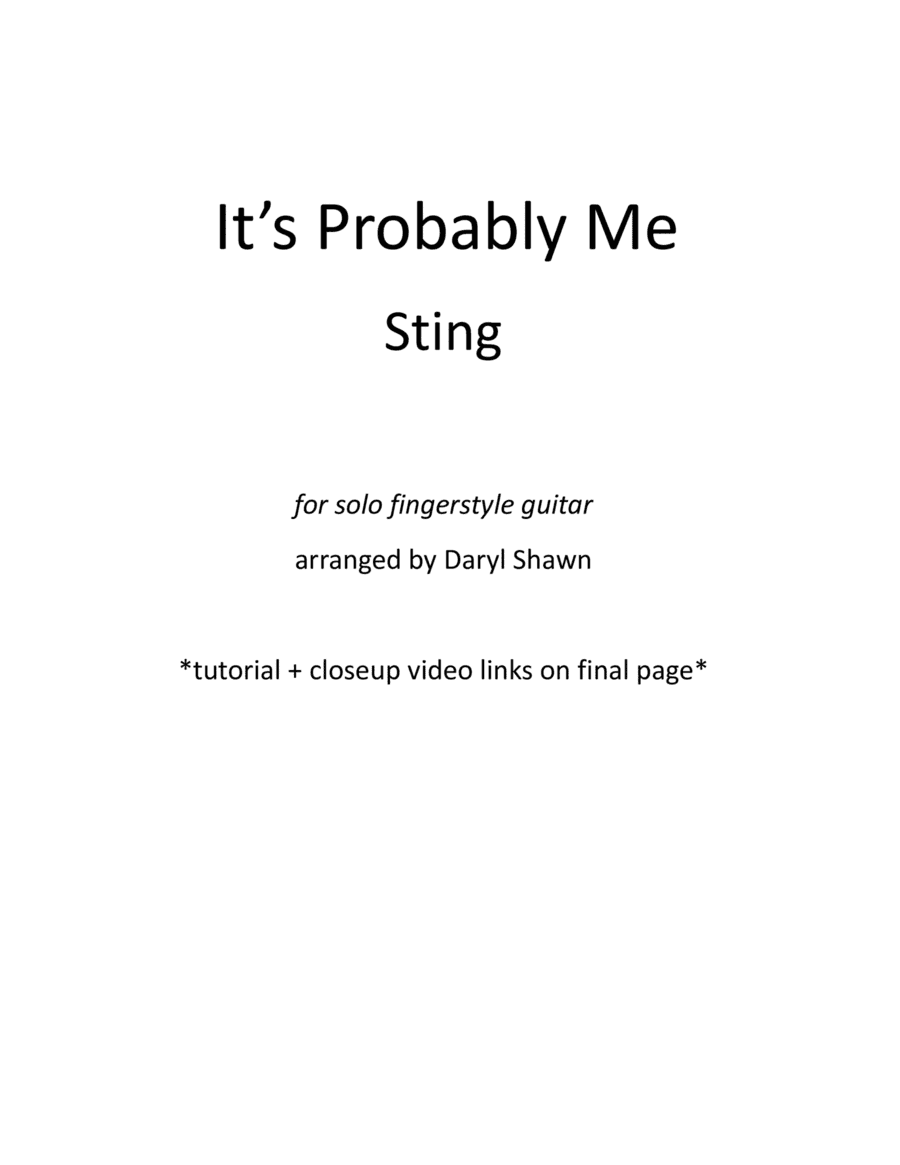 It's Probably Me (arr. Daryl Shawn)