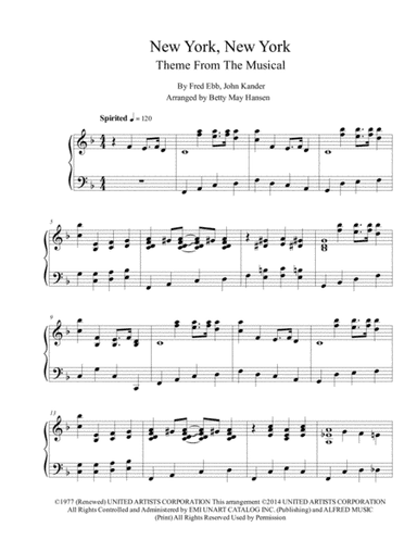 Theme From "new York, New York" (arr. Betty May Hansen)