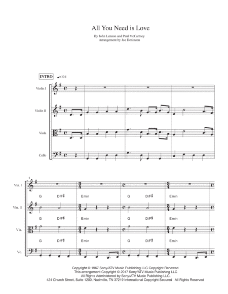 All You Need Is Love (arr. Joe Deninzon)