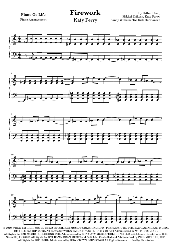 Firework (arr. Piano Go Life)