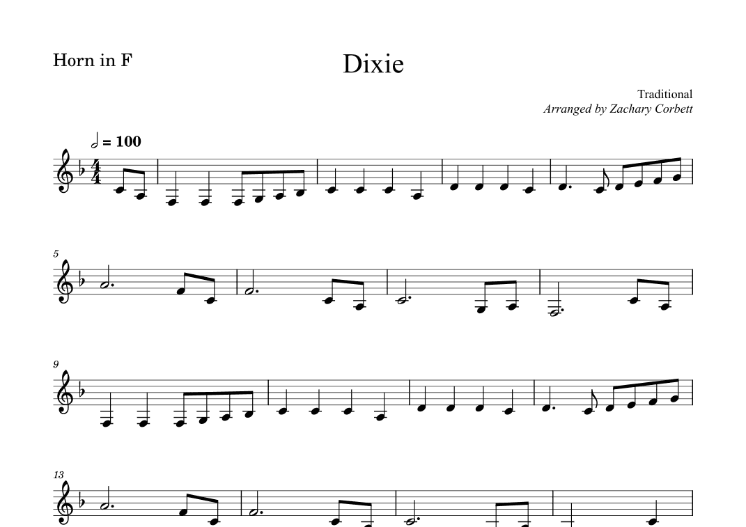 Dixie (arr. Zachary Corbett)