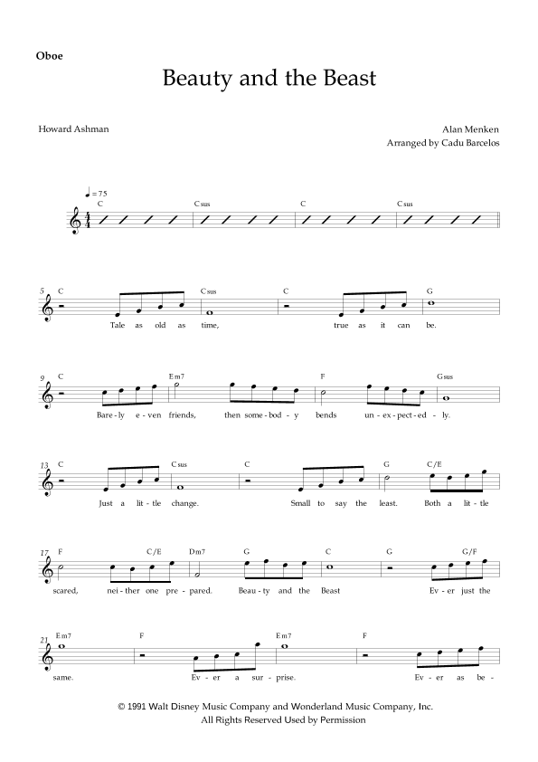 Beauty And The Beast (arr. Cadu Barcelos)