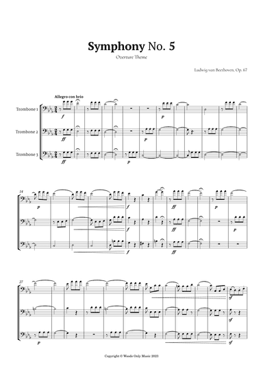Symphony No. 5 by Beethoven for Trombone Trio (arr. Ander)
