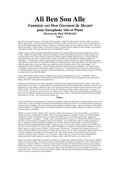 Ali Ben Sou Alle: Fantaisie sur Don Giovanni de Mozart for alto saxophone and piano (arr. Paul Wehage)