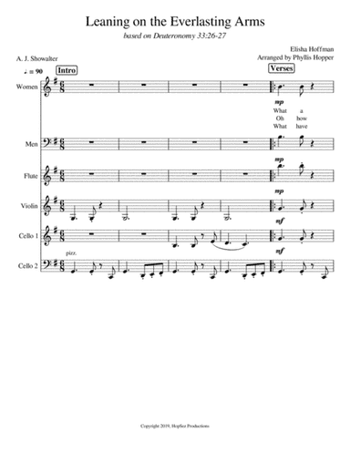 Leaning On The Everlasting Arms - vox, flute, violin, 2 cellos (arr. Phyllis Hopper)
