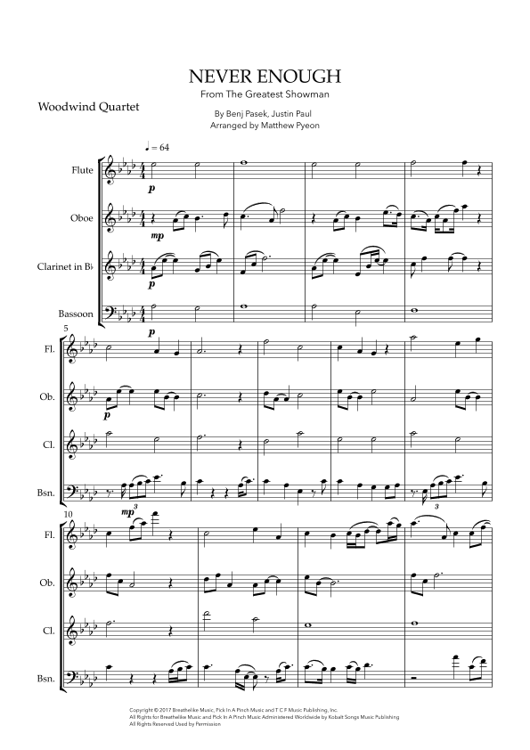 Never Enough (arr. Matthew pyeon)