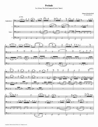 Prelude 19 from Well-Tempered Clavier, Book 1 (Euphonium-Tuba Quartet) (arr. Richard Byrnes)
