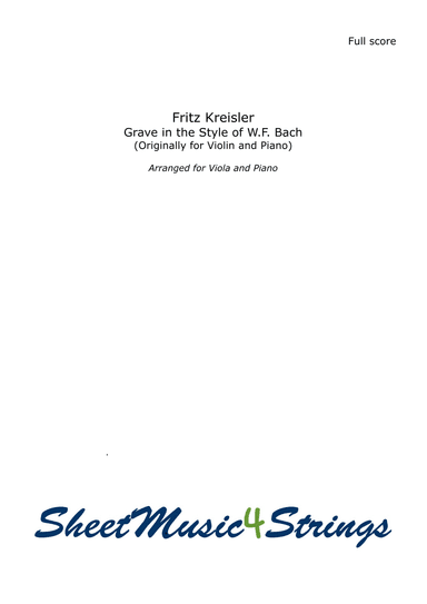 Kreisler, F. - Grave for Viola and Piano (arr. Linda Scott)