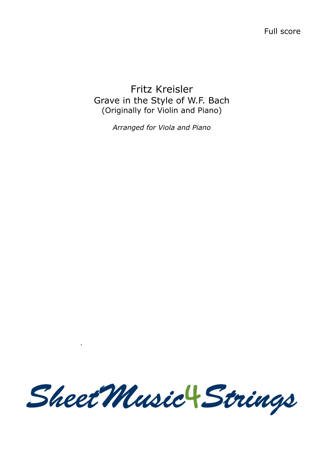 Kreisler, F. - Grave for Viola and Piano (arr. Linda Scott)