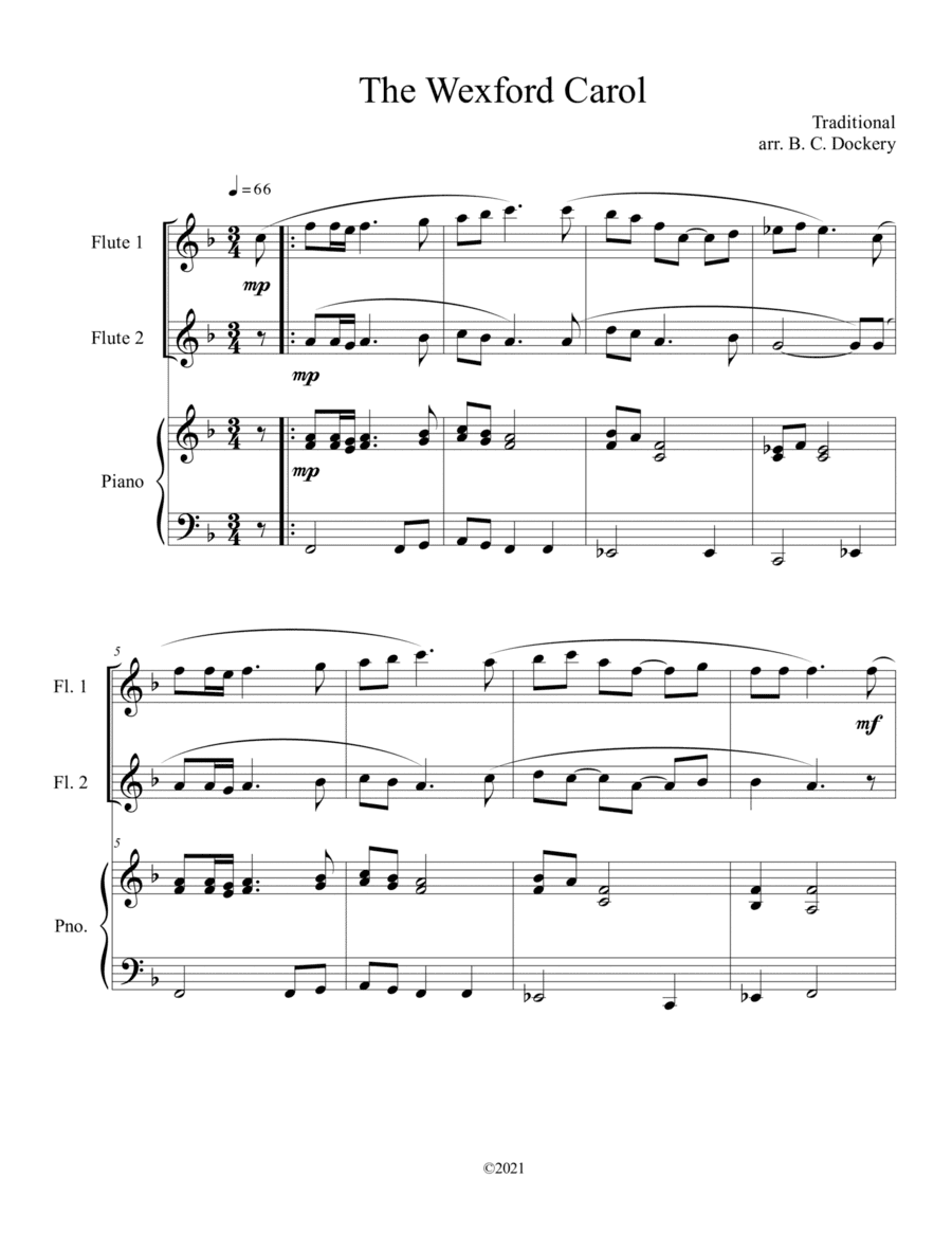 The Wexford Carol (Flute Duet with Piano Accompaniment) (arr. B. C. Dockery)