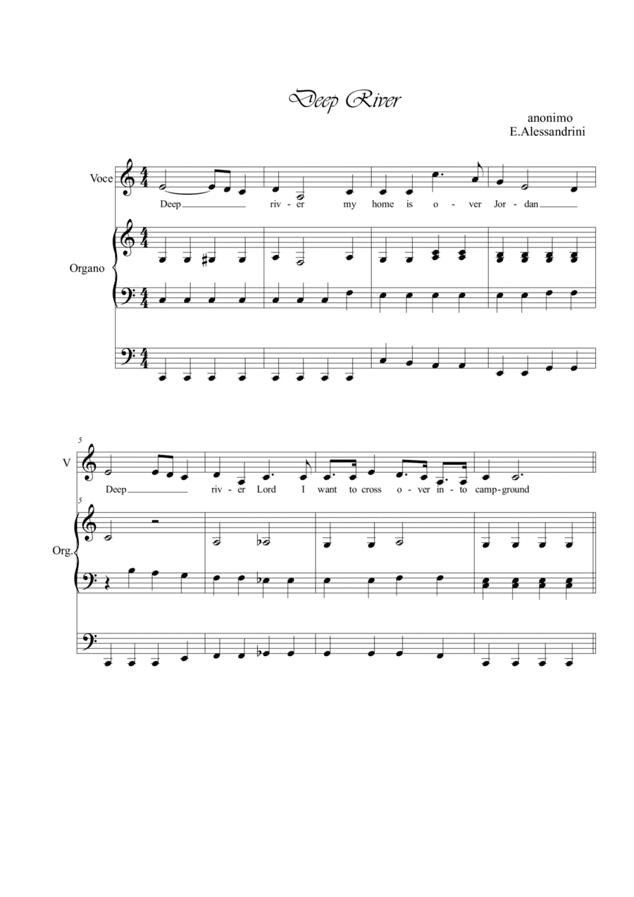 Deep River. Voice and organ (arr. Ester Alessandrini)