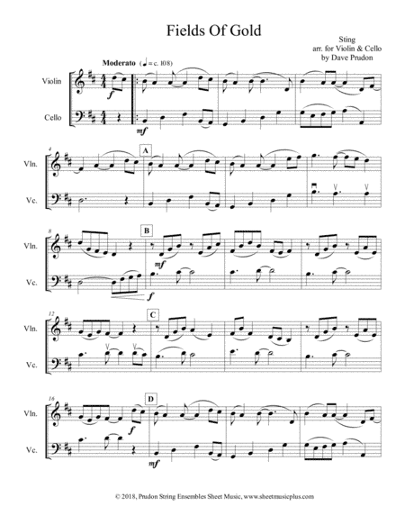 Fields Of Gold (arr. Dave Prudon)