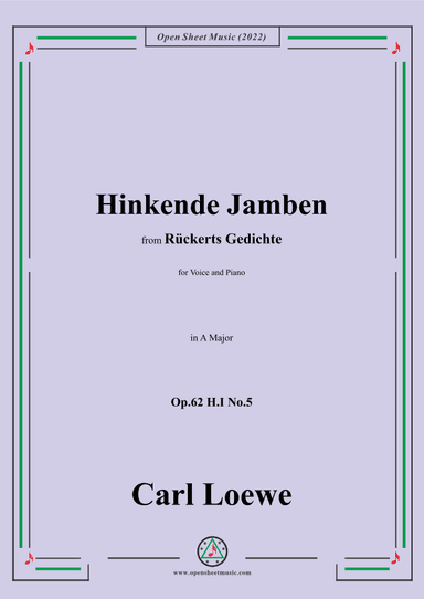 Loewe-Hinkende Jamben,in A Major,Op.62 H.I No.5 (arr. OSM Press)
