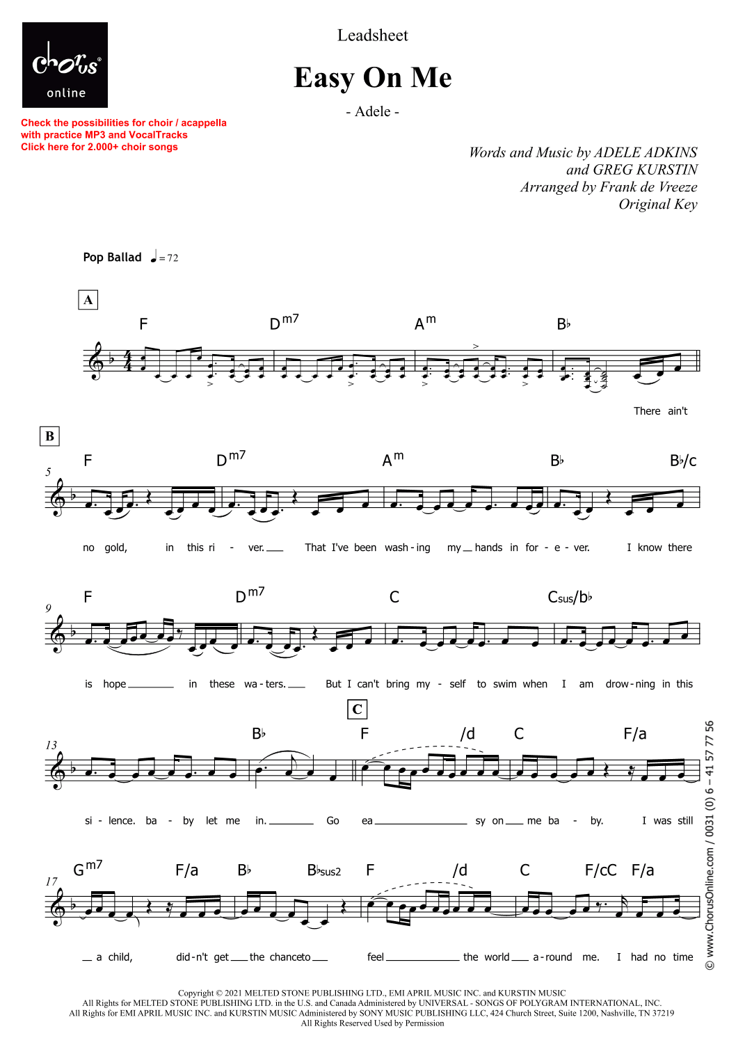 Easy On Me (arr. Frank de Vreeze)