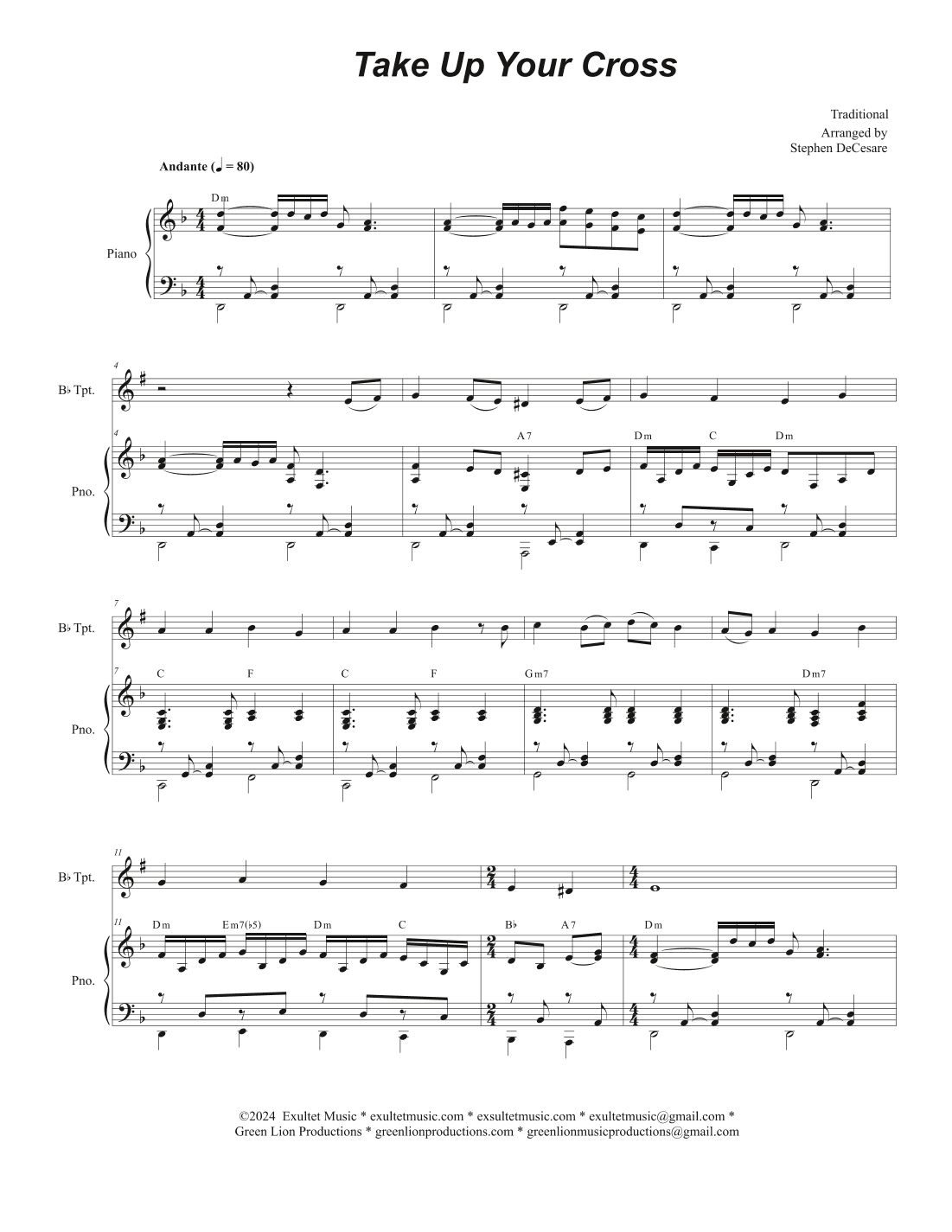 Take Up Your Cross (Bb-Trumpet solo and Piano) (arr. Stephen DeCesare)