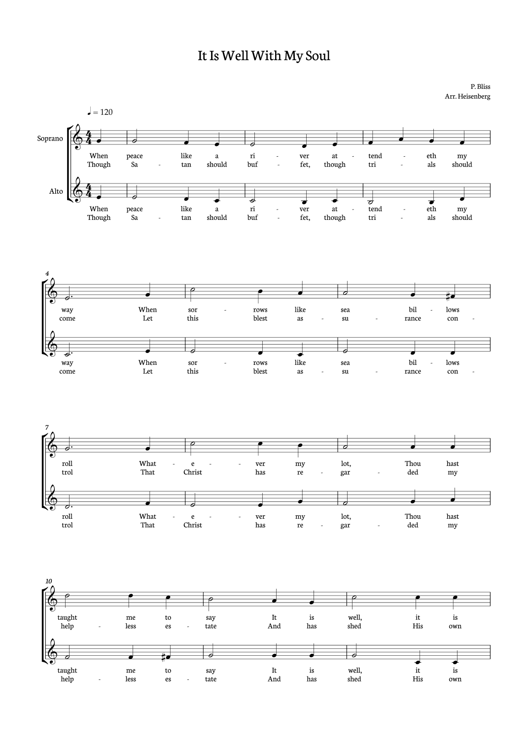 It Is Well With My Soul -  SA (arr. Heisenberg)