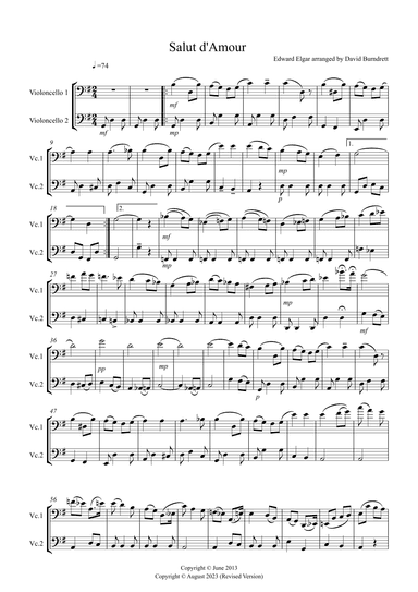 Salut d' Amour for Cello Duet (arr. David Burndrett)