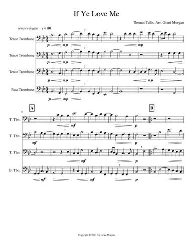 If Ye Love Me - Trombone Quartet (arr. Grant Morgan)