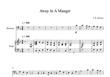 Away In A Manger, James Ramsey Murray (Bassoon + Piano) (arr. Digital Book Music)