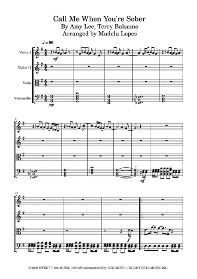 Call Me When You're Sober (arr. Madelu Lopes)