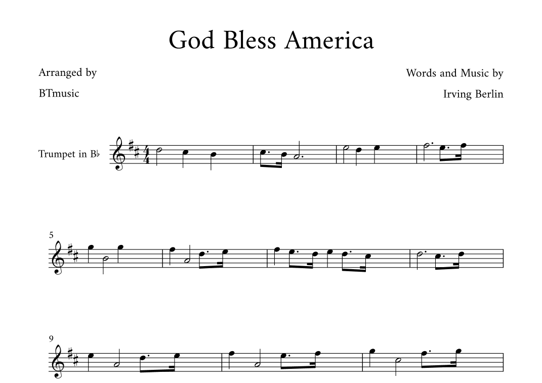 God Bless America ® (arr. BTmusic)
