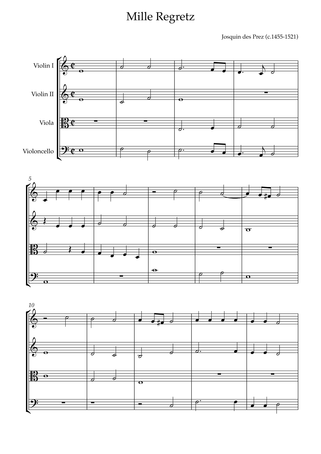 Mille Regretz (arr. Karen Gueiros)