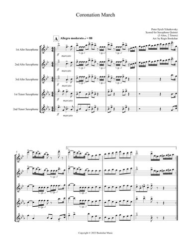 Coronation March (Db) (Saxophone Quintet - 3 Altos, 2 Tenors) (arr. Regis Bookshar)