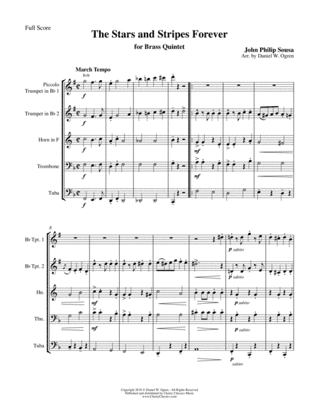 The Stars and Stripes Forever March for Brass Quintet (arr. Ogren, Dan)