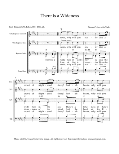 There is a Wideness - A New Melody with SATB and descant