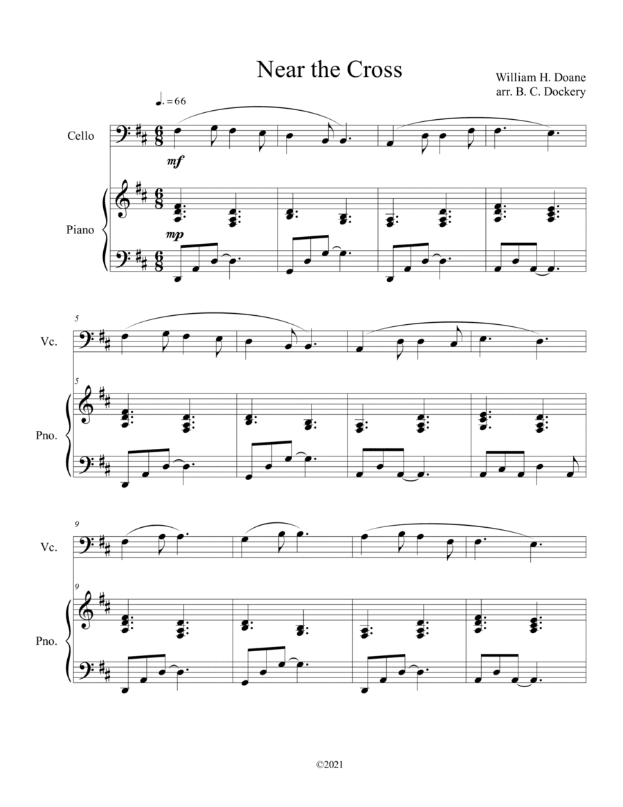 Near the Cross (cello solo) with optional piano accompaniment (arr. B. C. Dockery)