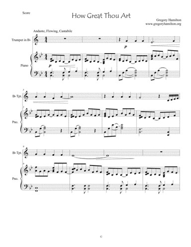 How Great Thou Art - for Bb Trumpet and Piano (arr. Dr. Gregory Hamilton)