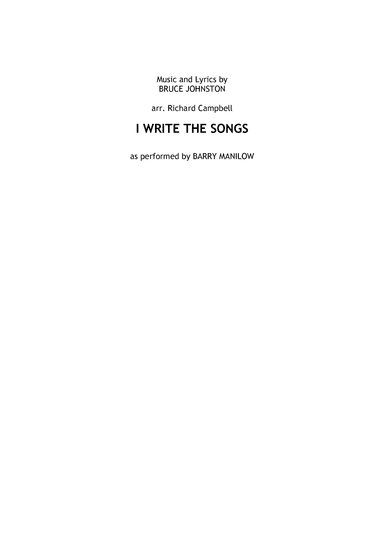 I Write The Songs (arr. Richard Campbell)