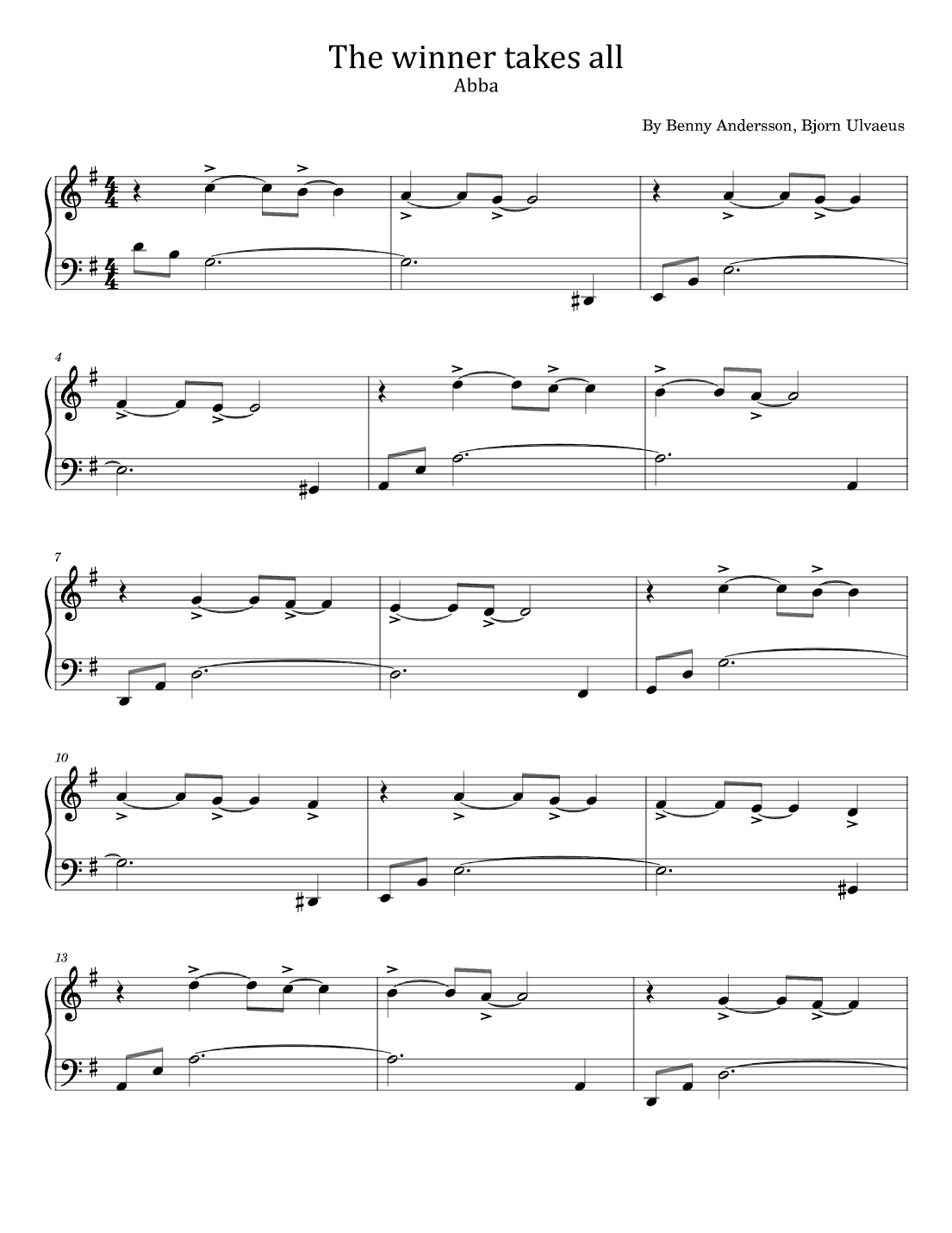 The Winner Takes It All (arr. poon)