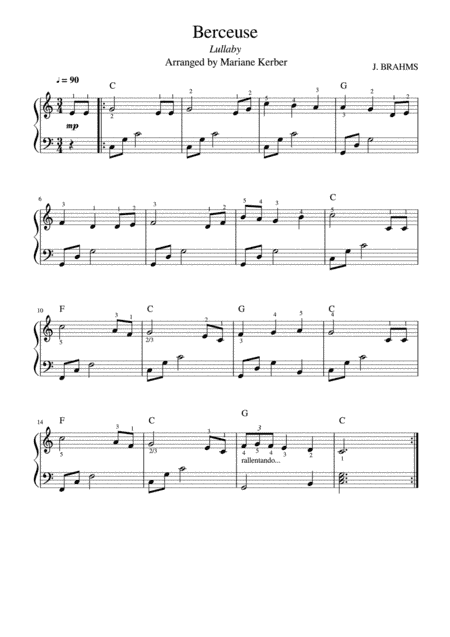 Berceuse (lullaby) (arr. Mariane Kerber)
