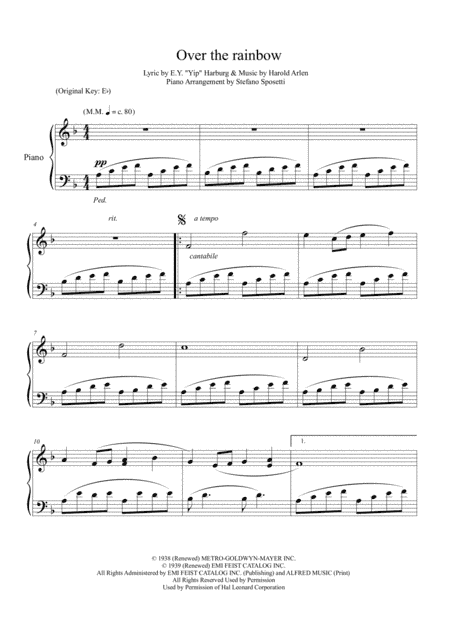 Over The Rainbow (from The Wizard Of Oz) (arr. Stefano Sposetti)