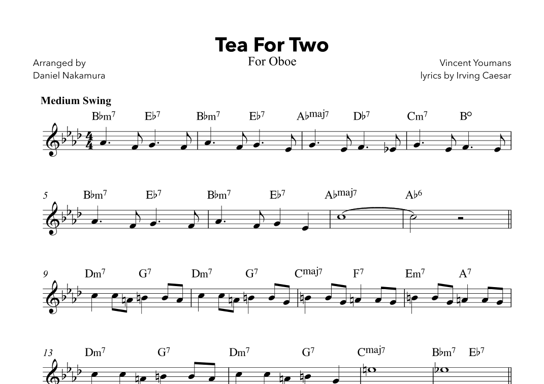 Tea For Two (For Oboe with Chords) (arr. Daniel Nakamura)