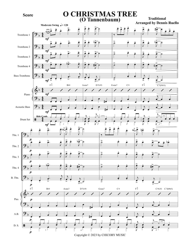 O Christmas Tree ( O Tannenbaum) - Trombone Quintet/Choir - Adv Intermediate Level (arr. Dennis Ruello)
