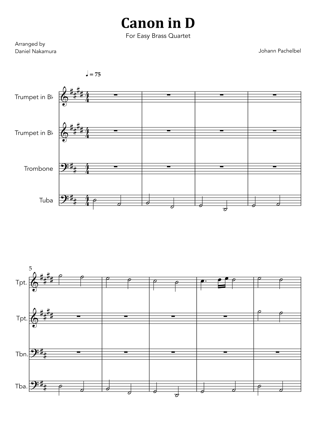 Canon In D (for Brass Quartet) (arr. Daniel Nakamura)