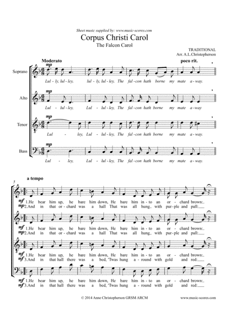Corpus Christi Carol - SATB (arr. Anne L Christopherson GRSM ARCM)