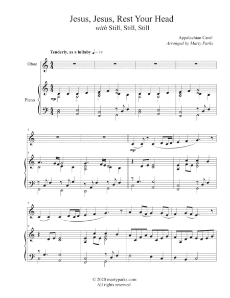 Jesus, Jesus, Rest Your Head (Oboe-Piano) (arr. Marty Parks)