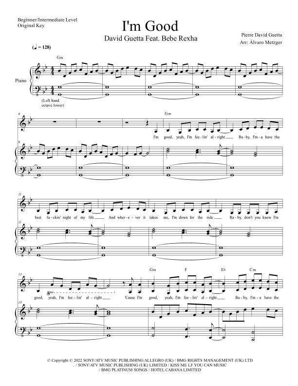 I'm Good (blue) (arr. Alvaro Metzger)