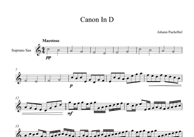 Canon In D - Johann Pachelbel (Soprano Sax) (arr. Digital Book Music)