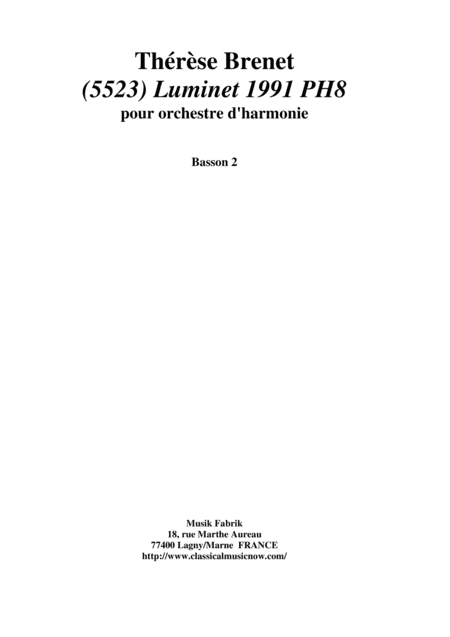 Thérèse Brenet: (5523) Luminet 1991 PH8 for concert band, bassoon 2 part
