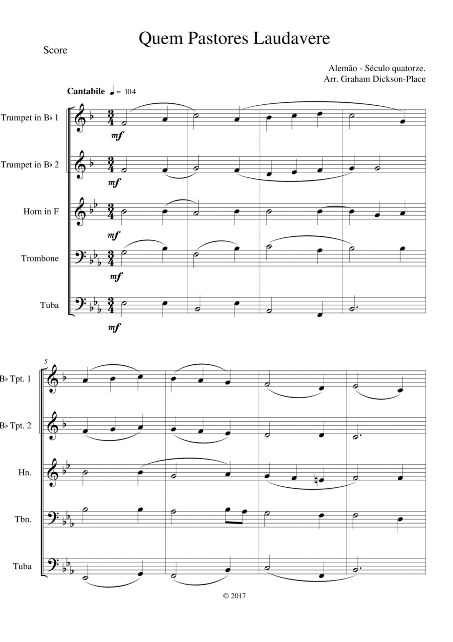 Quem Pastores Laudavere - Anon. 14th century German (arr. Graham Dickson-Place)